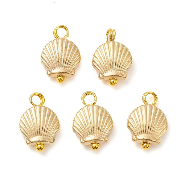 Gold plated small shell charms x 6 pieces