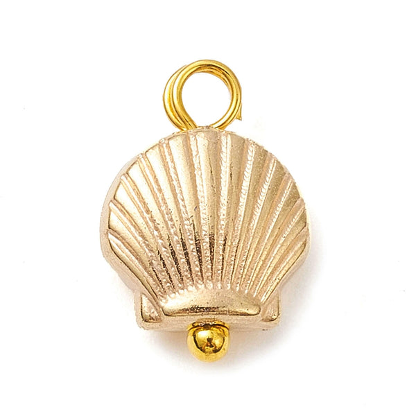 Gold plated small shell charms x 6 pieces