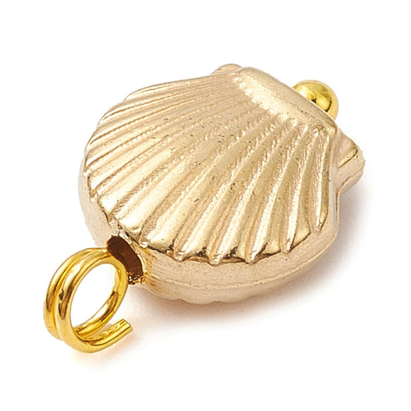 Gold plated small shell charms x 6 pieces