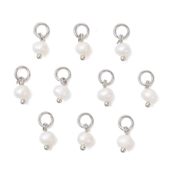 Natural Cultured pearl charms stainless steel x 8 pieces