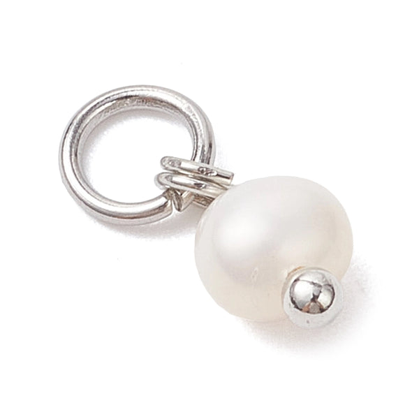 Natural Cultured pearl charms stainless steel x 8 pieces