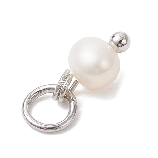 Natural Cultured pearl charms stainless steel x 8 pieces