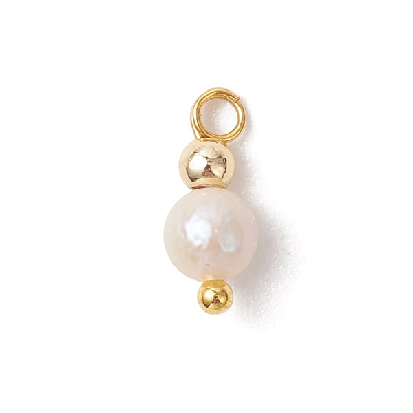 Natural Cultured pearl charms with gold bead x 8 pieces