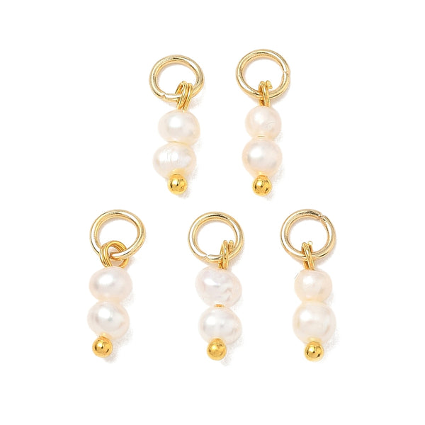 Natural Cultured double pearl charms x 6 pieces