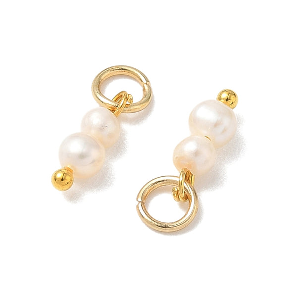 Natural Cultured double pearl charms x 6 pieces