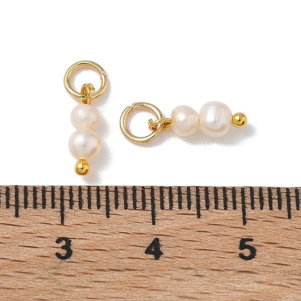 Natural Cultured double pearl charms x 6 pieces