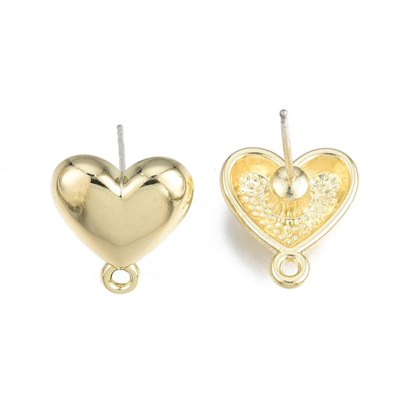 Gold Bubble Heart Stud tops x8 pieces