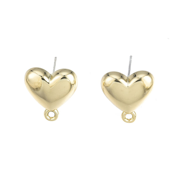 Gold Bubble Heart Stud tops x8 pieces