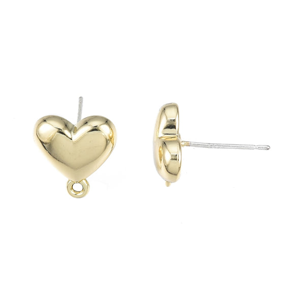 Gold Bubble Heart Stud tops x8 pieces