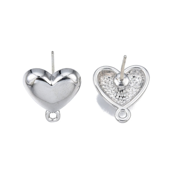 Silver Bubble Heart Stud tops x8 pieces