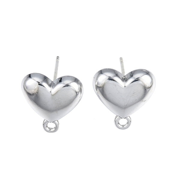 Silver Bubble Heart Stud tops x8 pieces