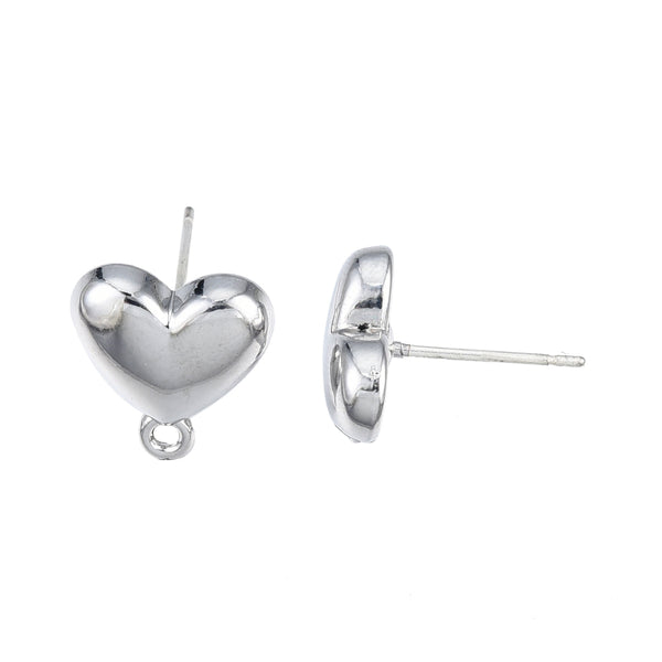 Silver Bubble Heart Stud tops x8 pieces