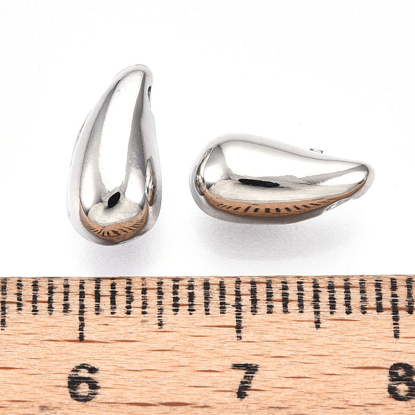Silver droplet shape charms x 6 pieces