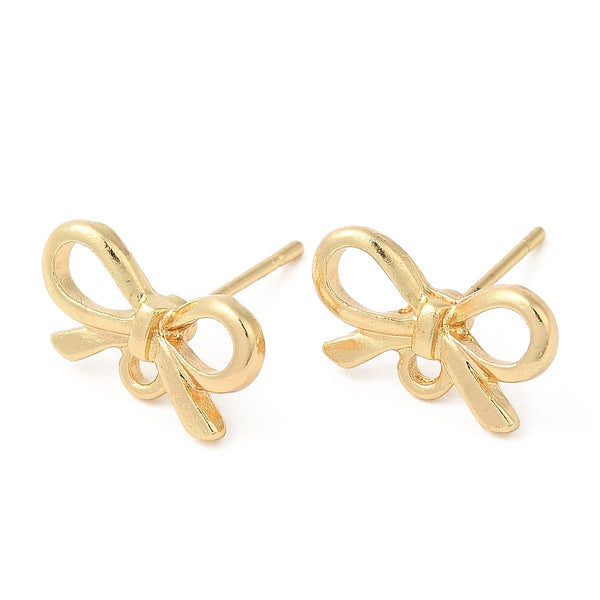 Gold plated stainless steel bow stud tops - 10 x pieces