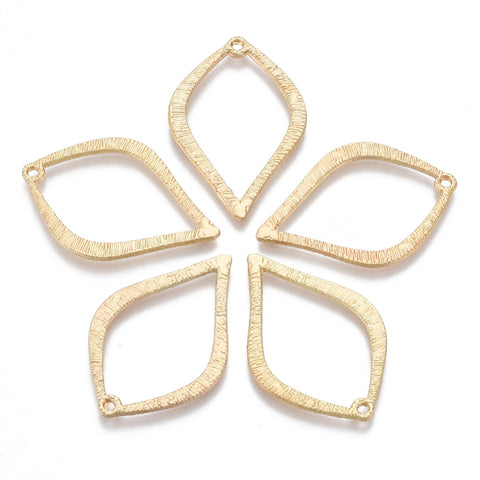 Textured gold plated marquise shape charms x 6 pieces