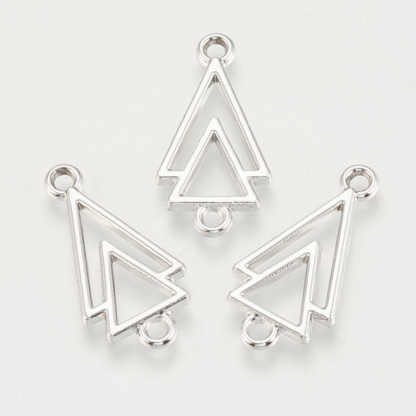 Silver plated triangular charms x 8 pieces