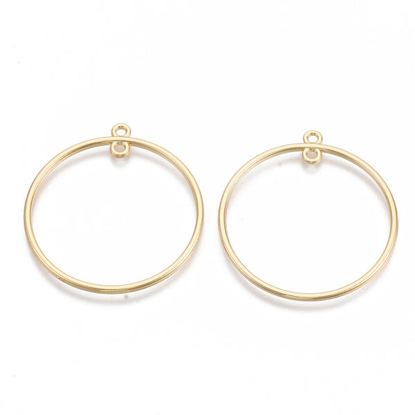 Gold plated hoop with 2 holes x 4 pieces