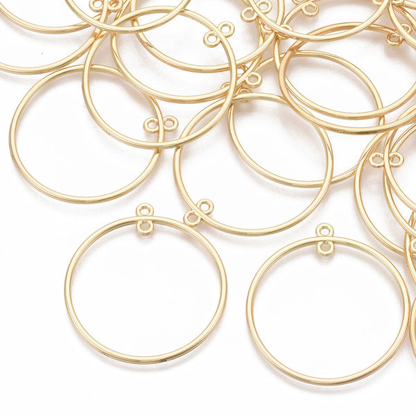 Gold plated hoop with 2 holes x 4 pieces