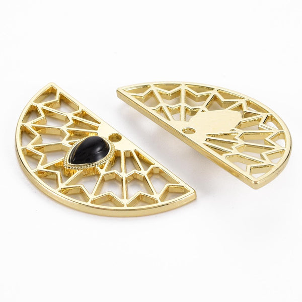 Gold plated semi circle fan charms x 4 pieces