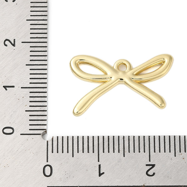 Gold plated bow charms  x 6