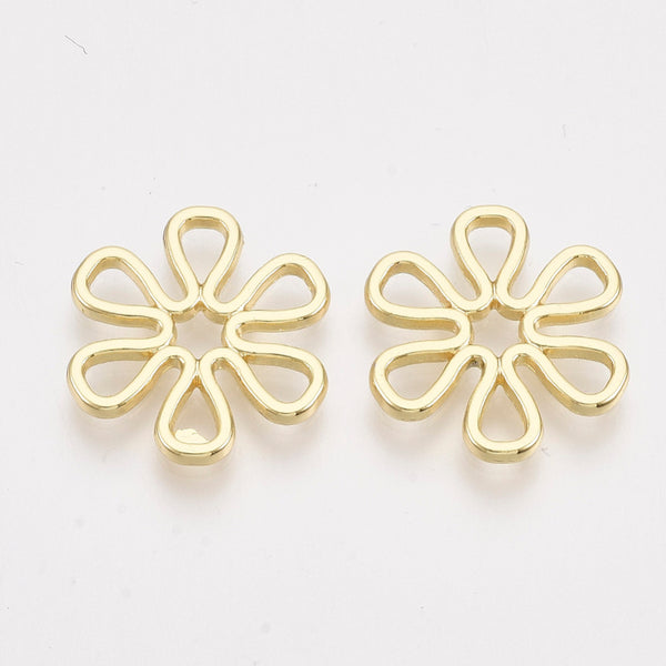 Gold plated flower charms x 8 pieces