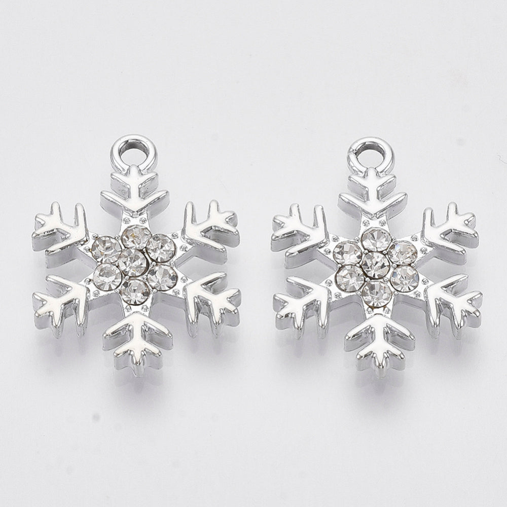 Silver plated diamante snowflake charms x 6 pieces (Copy)