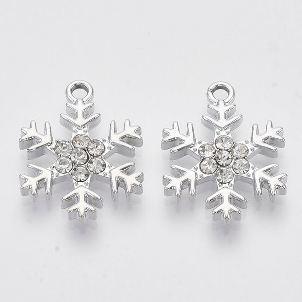 Silver plated diamante snowflake charms x 6 pieces (Copy)