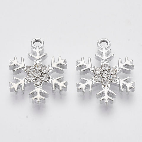 Silver plated diamante snowflake charms x 6 pieces (Copy)