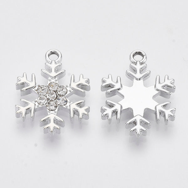 Silver plated diamante snowflake charms x 6 pieces (Copy)