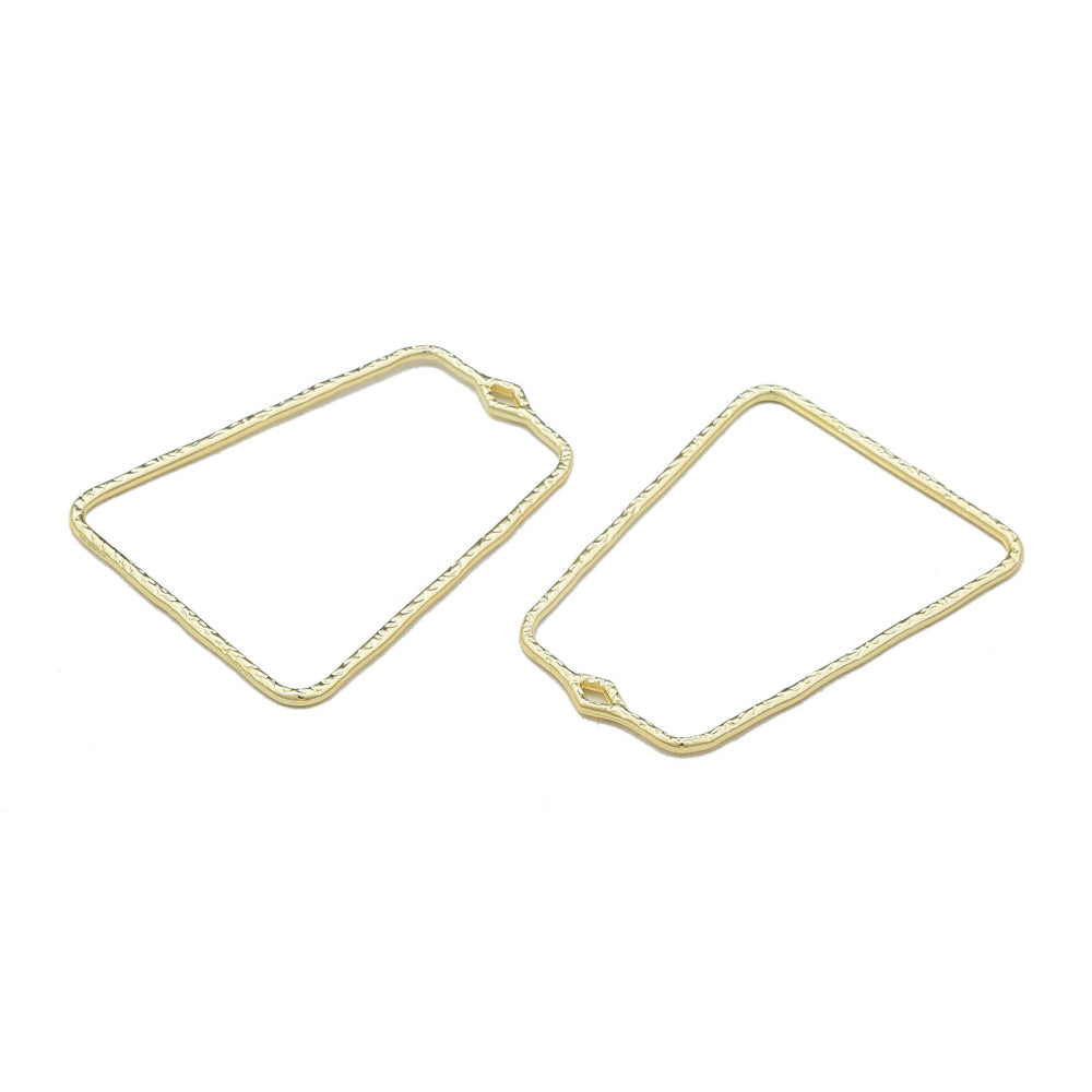 Trapezoid shape gold plated charms x 6 pieces