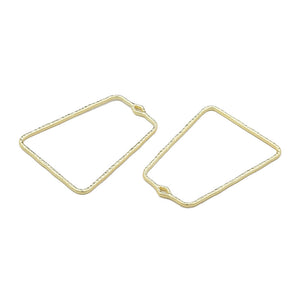 Trapezoid shape gold plated charms x 6 pieces