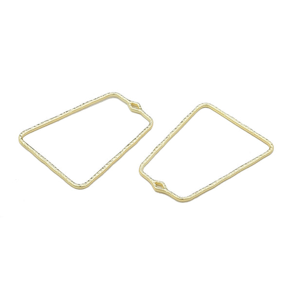 Trapezoid shape gold plated charms x 6 pieces