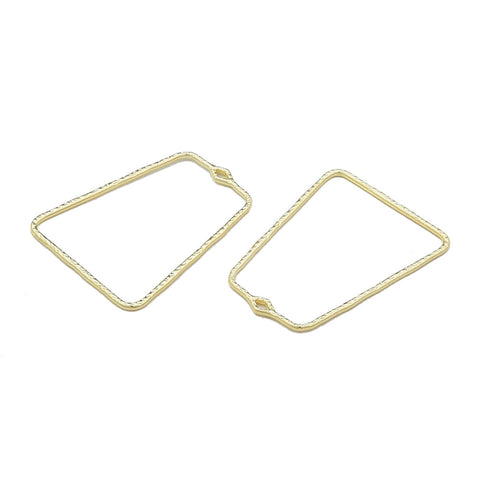 Trapezoid shape gold plated charms x 6 pieces