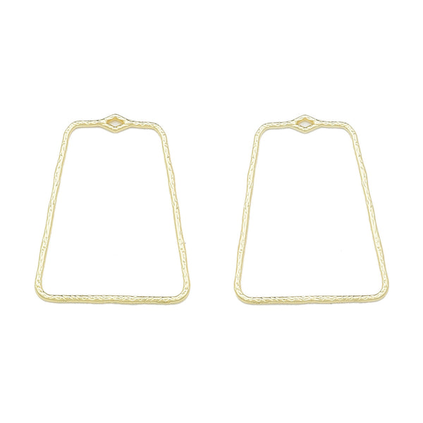 Trapezoid shape gold plated charms x 6 pieces