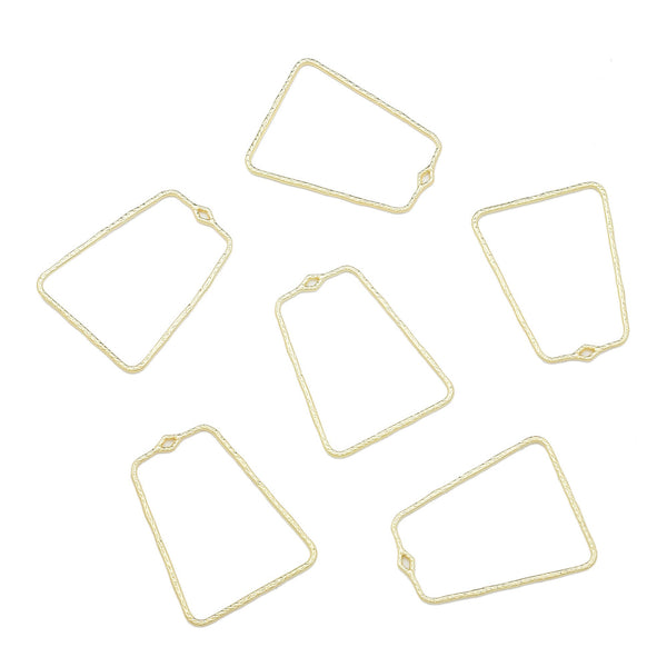 Trapezoid shape gold plated charms x 6 pieces