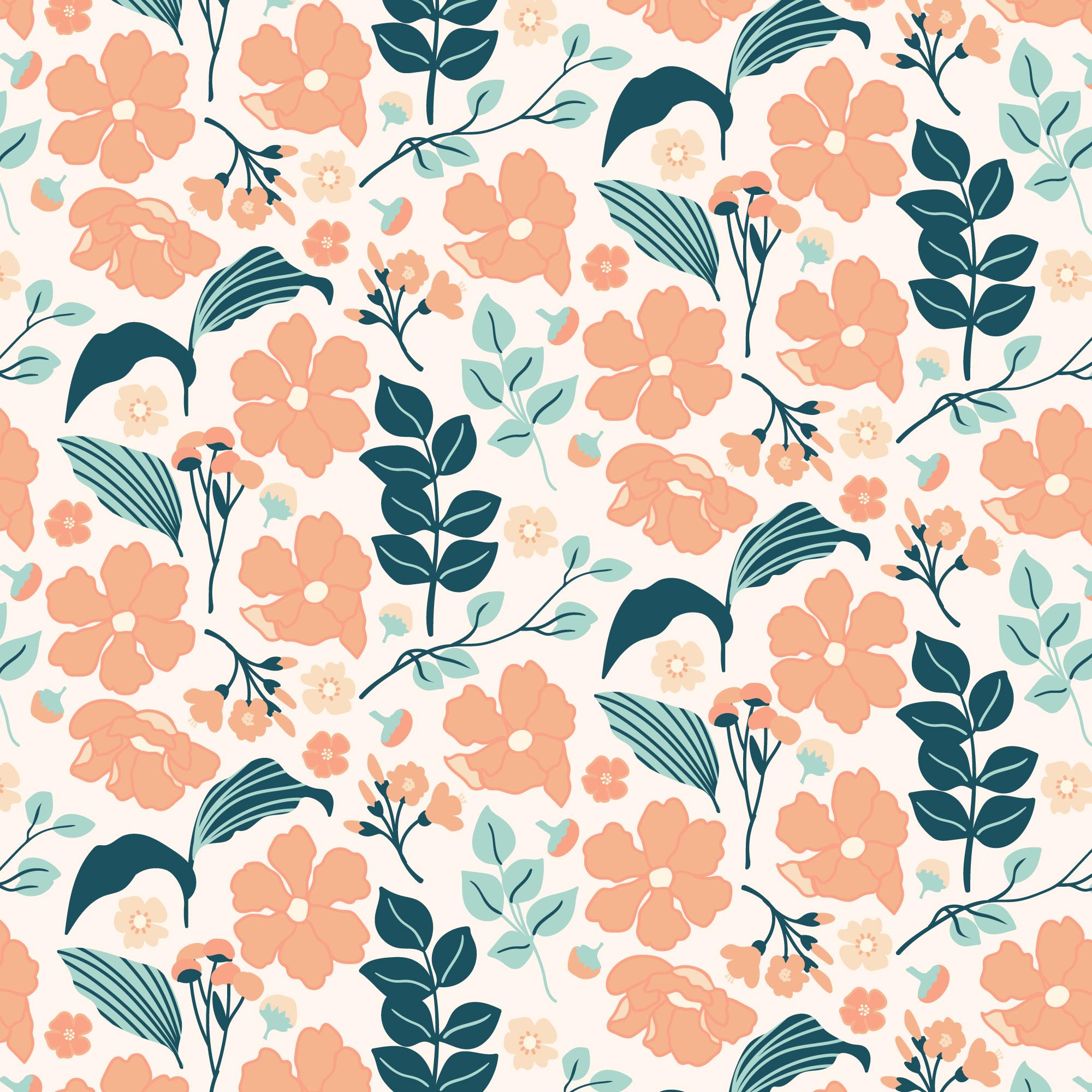 Apricot colour florals Pattern water transfer - #410