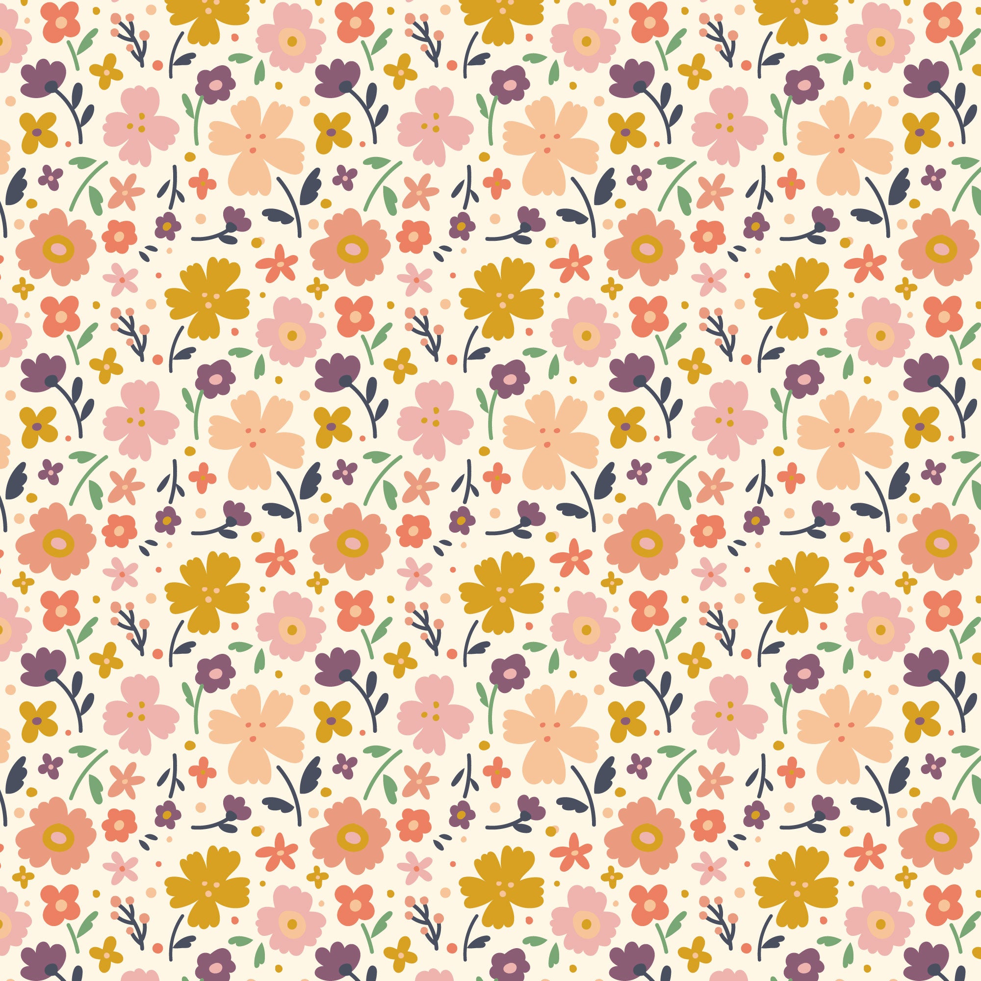 Mustard & pink florals Pattern water transfer - #411