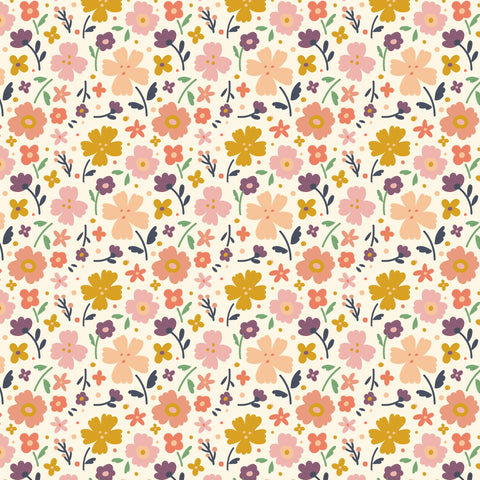 Mustard & pink florals Pattern water transfer - #411