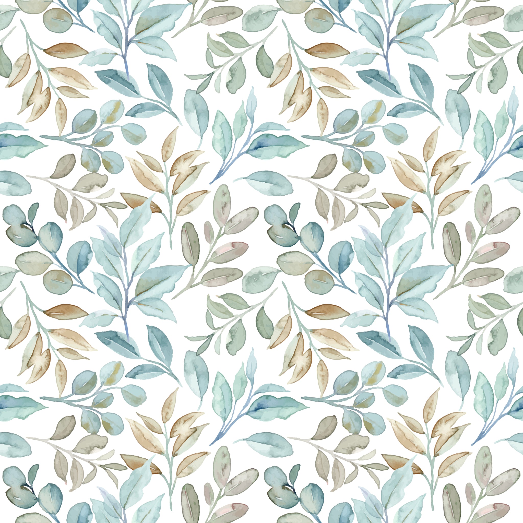 Green & blue muted leaves Pattern water transfer - #414