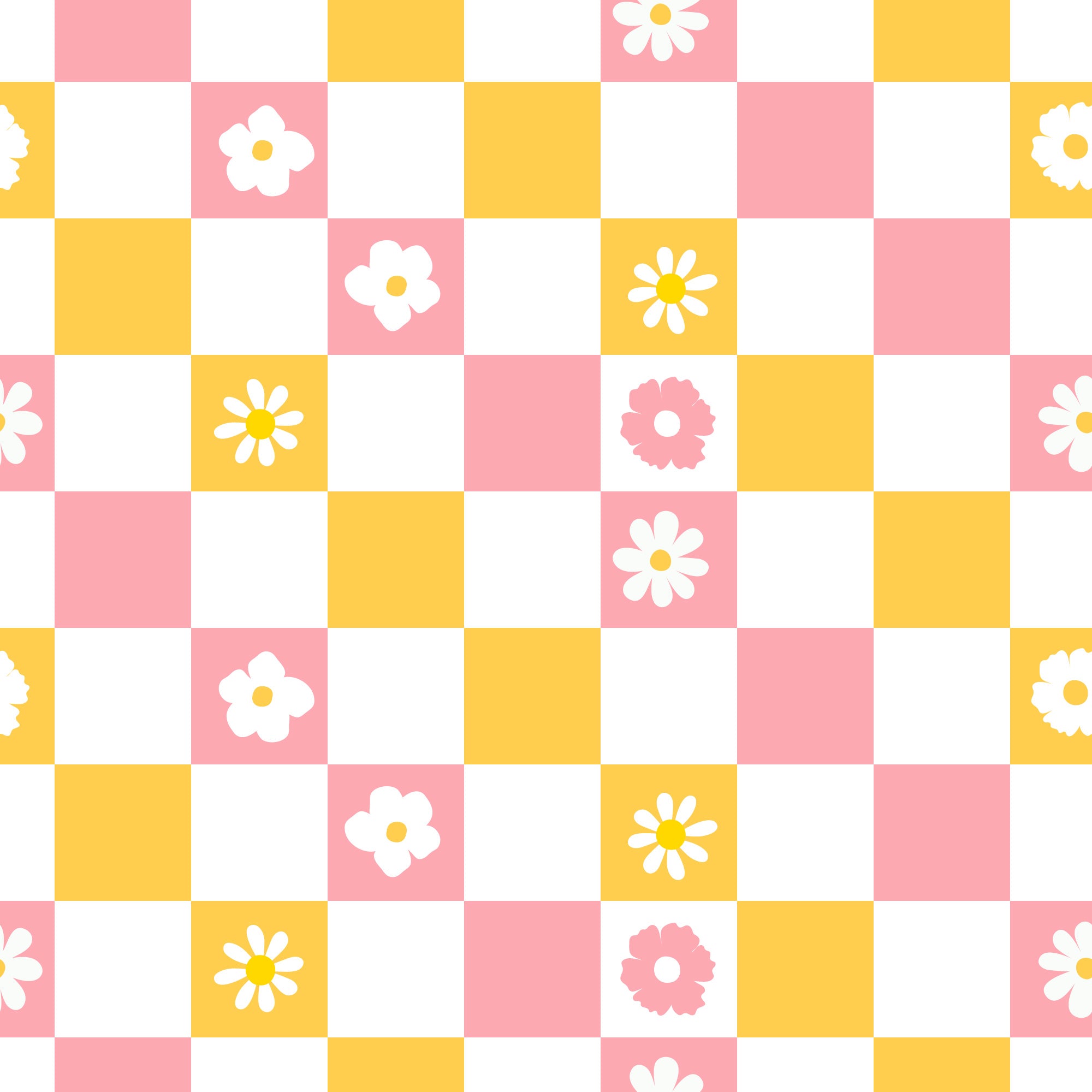 Pink & Yellow flower checker pattern water transfer - #420