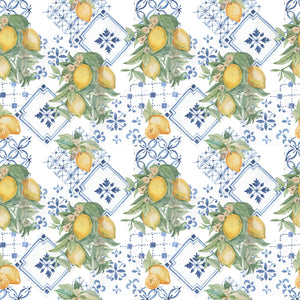 Santorini tiles with lemons pattern water transfer - #421