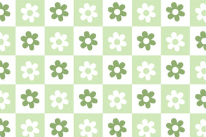 Sage green & white flower checker pattern water transfer - #422