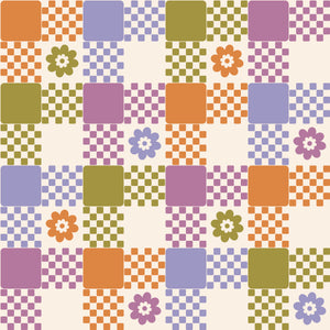 Multi coloured flower checker pattern water transfer - #423