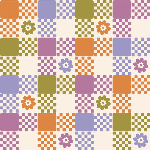 Multi coloured flower checker pattern water transfer - #423