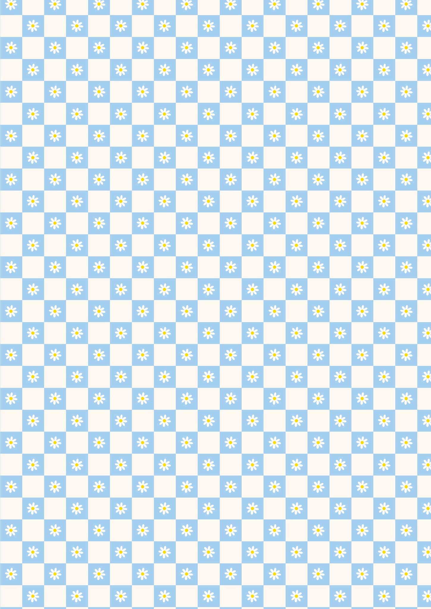 Blue & White daisy checker pattern water transfer - #425