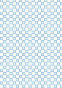 Blue & White daisy checker pattern water transfer - #425