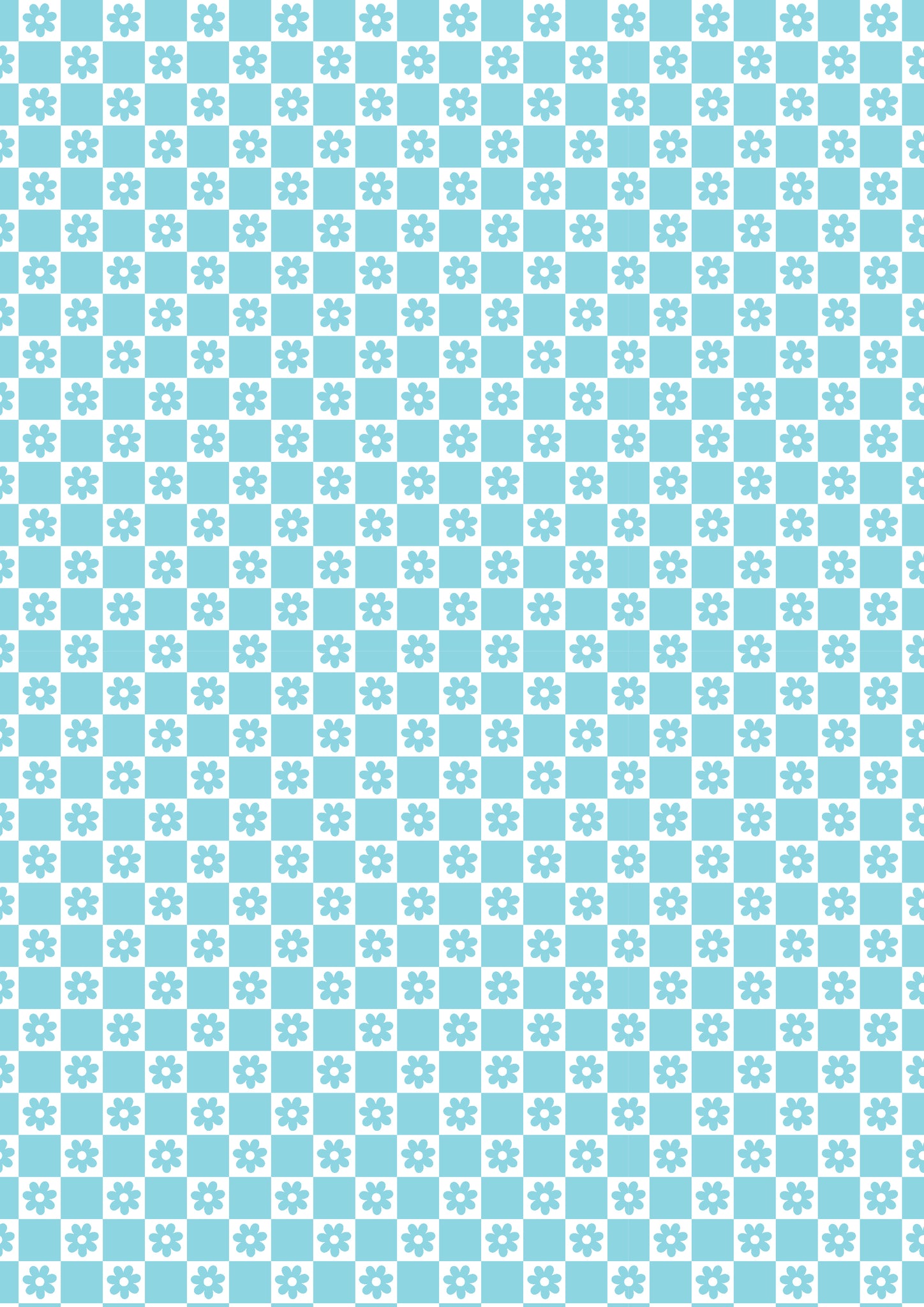 Blue & White flower checker pattern water transfer - #426