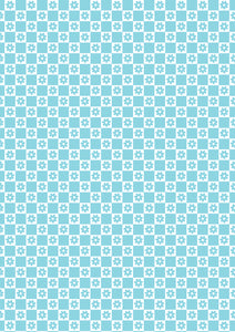 Blue & White flower checker pattern water transfer - #426