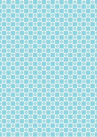 Blue & White flower checker pattern water transfer - #426