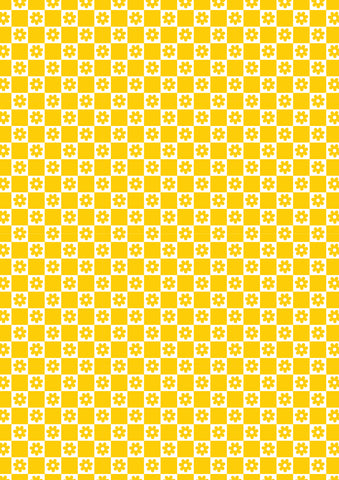 Yellow & White flower checker pattern water transfer - #427